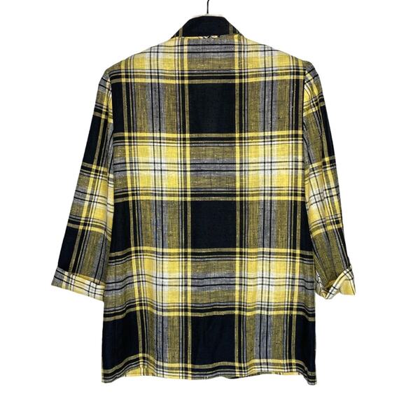 90s Yellow and Black Plaid Blazer Jacket size S/M - Picture 4 of 7